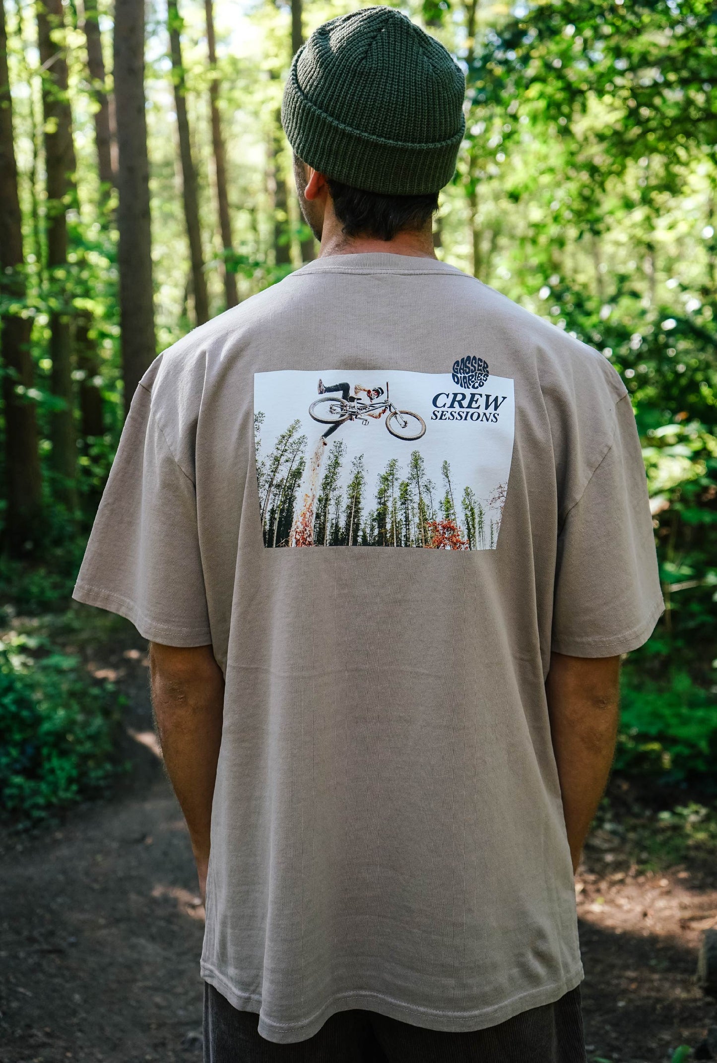 'CREW SESSIONS' Faded Box Tee - Tan