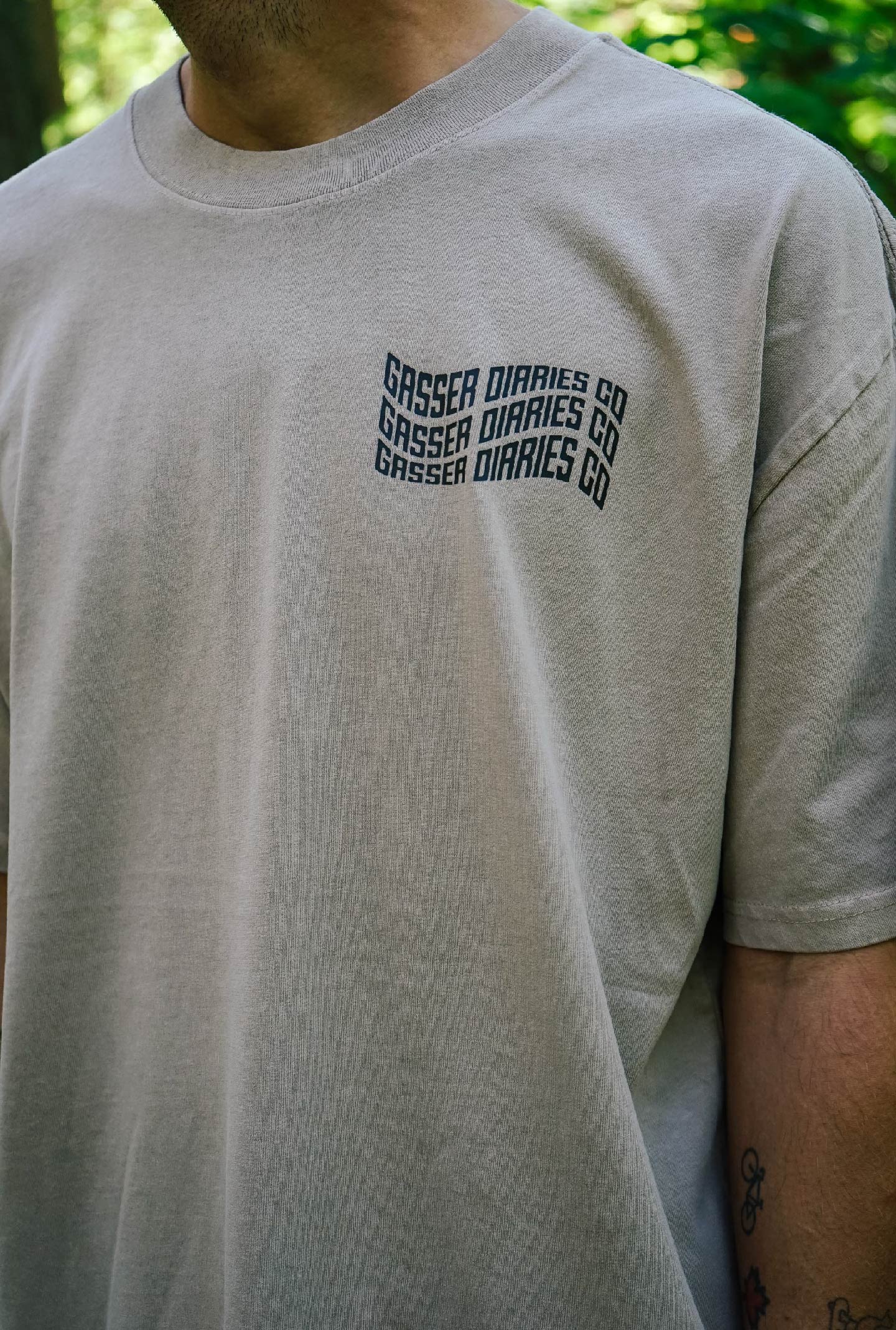 'WAVES' Faded Box Tee - Tan